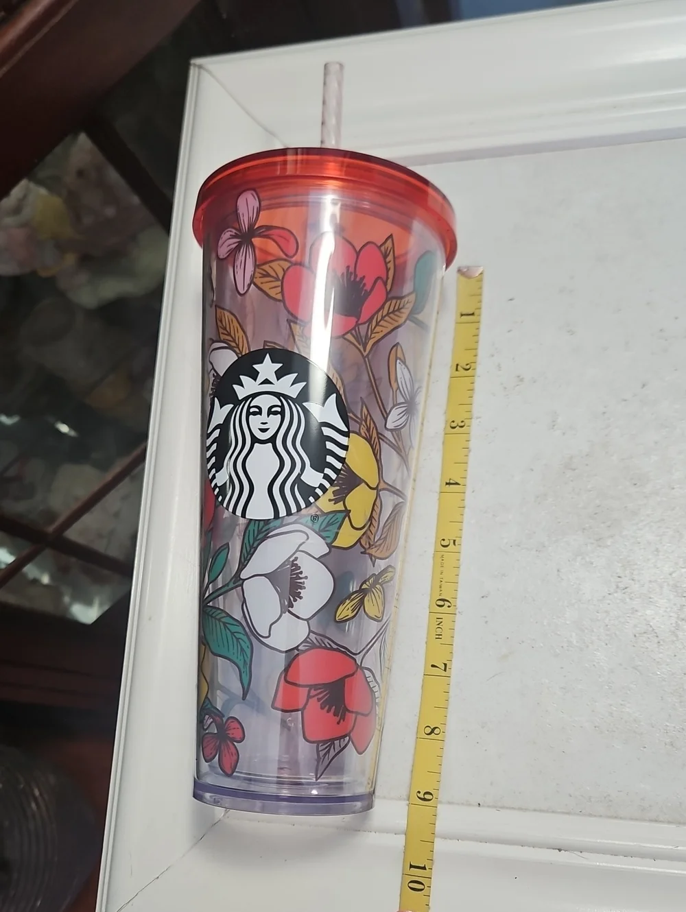 Starbucks Red Poppy Flowers Acrylic Cold Venti Cup 24 Oz Tumbler